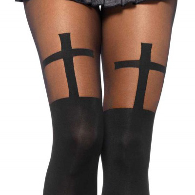 Leg Avenue - Opaque Cross Collants - Noir